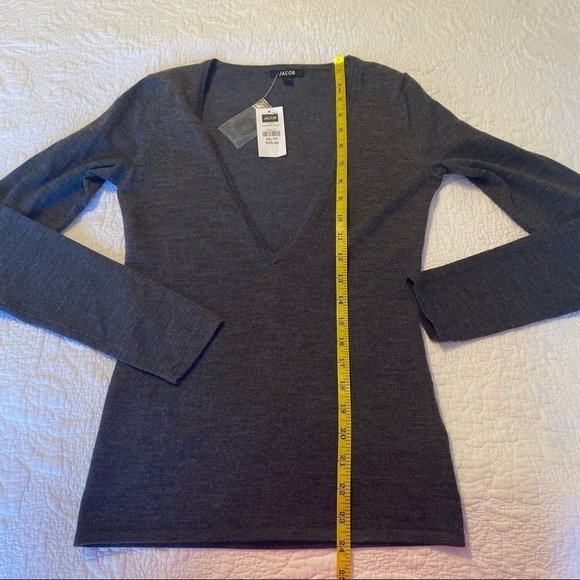 Jacob NWT Merino Wool V-Neck Gray Sweater - XS - Picture 8 of 9